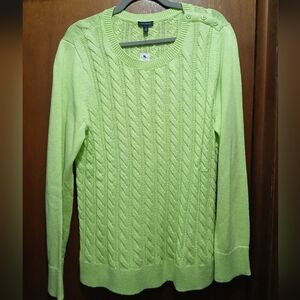 Talbots Women's Green Cable Knit Sweater